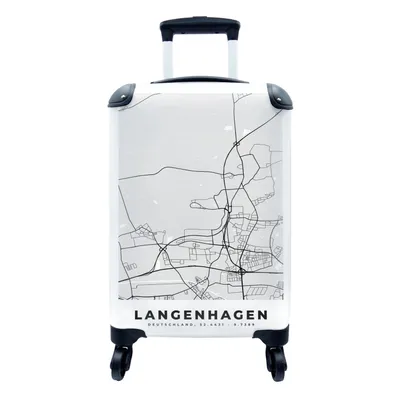 Produktbild von MuchoWow® Koffer Handgepäck Trolley Rollkoffer Kleine Reisekoffer mit 4 Rollen - Langenhagen - Karte - Deutschland - Stadtplan - Cabin Size < 55x40x23 cm & 55x40x20 cm - Fotokoffer - Kabinenkoffer - Boardgepäck - Reise-Box - Reisekoffer - Reisegepäck - Koffer mit Bild - Trolley für Kinder