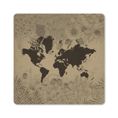 Produktbild von MuchoWow® Mauspad Mousepad Weltkarte - Grün - Pflanzen 30x30 cm - Mousepads - Maus Mat - Pad - Mausunterlage - Gaming