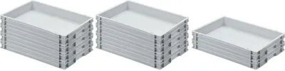 Produktbild von SparSet 10x Eurobehälter mit geschlossenem Griff | HxBxT 7,5x40x60cm | 15 Liter | Grau | Eurobox, Transportbox, Transportbehälter, Stapelbehälter