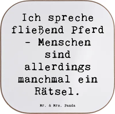 Produktbild von Mr. & Mrs. Panda Untersetzer für Gläser Spruch Reiten und Rätsel - Weiß - Geschenk, Teamsport, unterleger, Humor, gläseruntersetzer, Geschenke Reiter, Sportler, Tassen