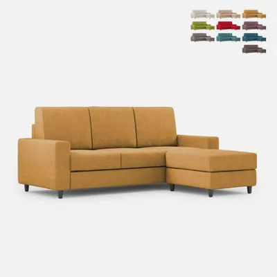 Produktbild von 3-Sitzer Sofa mit Pouf, 208 cm, Stoff, Wohnzimmer, Sakar 180P - Kamel