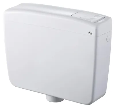 Spülkasten Delta 2, 3/9 l, Außentoilette, doppelter Ablauf, Weiß