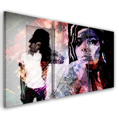 Produktbild von Triptychon auf leinwand lila menschen 90x60 cm Feeby lila wandbild bereit zum aufhängen