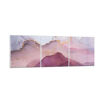Produktbild von Bilder auf glas - 3 Teile - Marmor Pink Violett - 90x30cm - Glasbilder - Wandbilder - Bilder - zum Aufhängen bereit - Wanddekoration aus Glas - Glas Bilder - Wandbild auf Glas - GCA90x30-4668