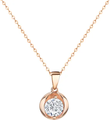Produktbild von Zeeme Basic Halskette 925/- Sterling Silber 45cm rot Zirkonia weiß 360242170-2