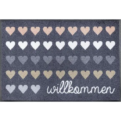 Produktbild von wash+dry Schmutzfangmatte Willkommen Herzen - 50 x 75 cm