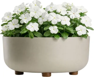 Obrázek produktu pro HowHomely | Květináč – béžový – 14 x 29 cm – z recyklovaného materiálu – s nožičkami – květinový truhlík