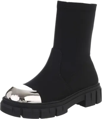 Produktbild von Ital-Design Damen Stiefeletten Plateaustiefeletten  Textiloptik Western- & Bikerboots 87124871 Schwarz Gr.  38