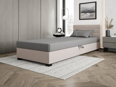 Obrázok produktu pre Čalúnená posteľ 100x195 KASANDRA 1 s úložným priestorom - svetlo šedá / ecru