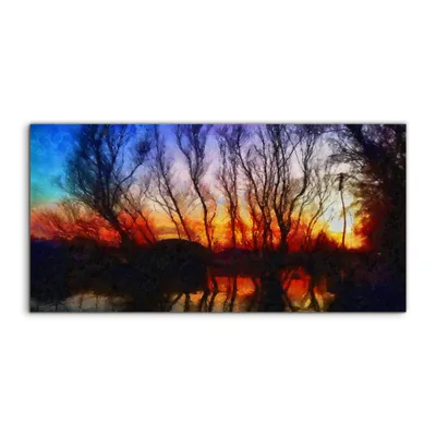 Produktbild von Coloray Glasbild 140x70  Wandbild Glasbilder Sonnenuntergang Himmel Wolke Natur