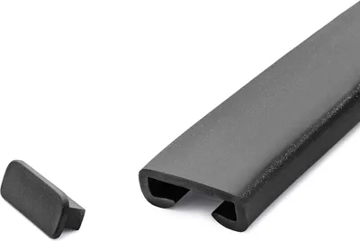 Zdjęcie produktu dla Zakończenie QUEST do słupków balustrady z PVC, nasadka do profilu balustrady PREMIUM, 40 x 8, czarno-srebrna