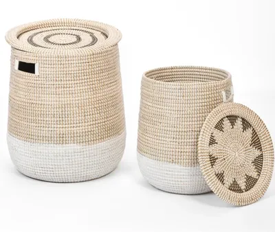 Produktbild von Wäschekorb 86/45 Liter - Wäschekorb mit Deckel - Stapelbar - Seegras - Nachhaltiges Design