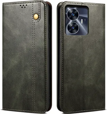 Produktbild von Realme C55 Hülle, Leder Flip Brieftasche Schutzhülle mit Standfunktion für Realme C55 Grün
