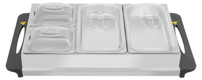 Obrázok produktu pre Elektrický ohrievač na bufet – 4 vyberateľné nádoby – Ohrievacia doska – Regulácia teploty – Vhodné pre catering a reštaurácie