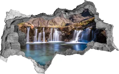 Produktbild von Selbstklebender Loch-3D-Aufkleber 95x73 cm Wasserfall in den Bergen