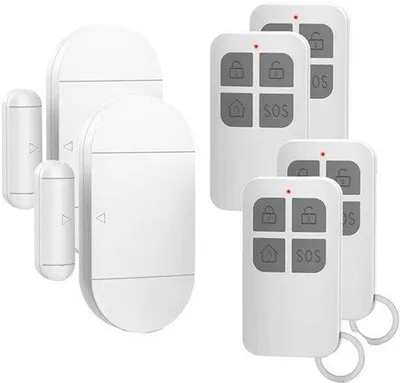 Zdjęcie produktu dla Alarm Deuralarm, 130 dB, 2 alarmy z 4 pilotami, bezprzewodowy czujnik otwarcia drzwi i okien (magnetyczny), 3 tryby pracy: do domu, garażu i biura, zestaw 2 sztuk