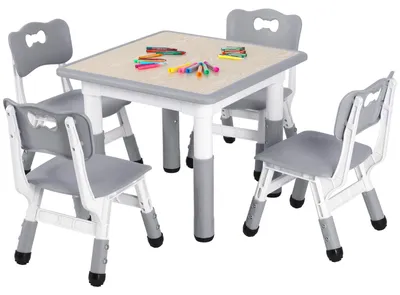 Productafbeelding van Clevich kinderstoel met 4 stoelen, kindertafelset, 60x60x60 cm, plastic