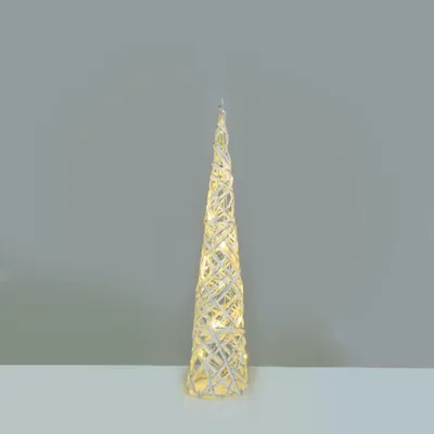 Obrázek produktu pro ACA Lighting  bílý + stříbrný kuželový strom 20 mini WW LED na baterie 3xAA, IP20 pr.13x40cm X11201118