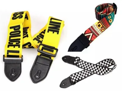 Obrázek produktu pro 3dílný kytarový popruh, univerzální popruh, polyesterový potisk,Polyuretankůže pro ukulele, folk a elektrické kytary