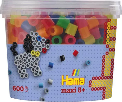 Obrázok produktu pre Hama® Zažehľovacie korálky Maxi - Korálky plechovka Neon Mix 600 korálok