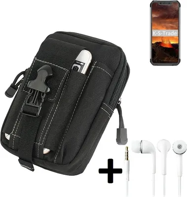Produktbild von K-S-Trade Gürteltache + Kopfhörer kompatibel mit Blackview BV9600E Gürtel Tasche Holster Schutz Hülle Handy Hülle  schwarz inkl. Extrafächer