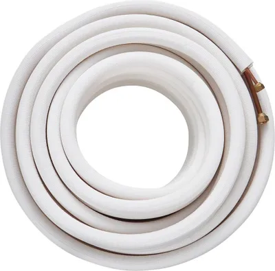 Zdjęcie produktu dla Zestaw przewodów mini split 15240 mm, rury miedziane o średnicy zewnętrznej 6,4 i 9,5 mm oraz trójwarstwowa izolacja, do mini split klimatyzacji chłodniczej lub pomp ciepła oraz systemów HVAC z taśmami owijającymi.