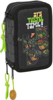 Obrázek produktu pro Trojitý penál Teenage Mutant Ninja Turtles černý šedý 12,5 x 19,5 x 5,5 cm 36 kusů