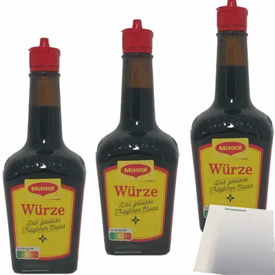 Produktbild von Maggi Würze flüssig das gewisse Tröpfchen etwas 3er Pack (3x250g) + usy Block