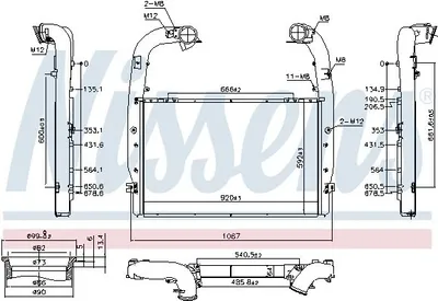 Produktbild von NISSENS Ladeluftkühler 961578 luftgekühlt, gelötete Kühlrippen, 920x592x64 mm