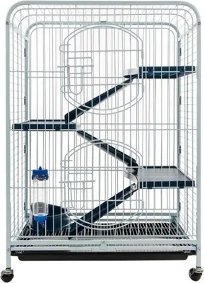 Zdjęcie produktu dla Klatka dla małych gryzoni, 64 x 44 x 93 cm, z platformami, drabinkami, poidełkiem i kółkami