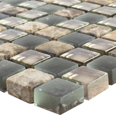 Produktbild von Glas Naturstein Mosaik Fliesen Hayrabey Dunkelbraun