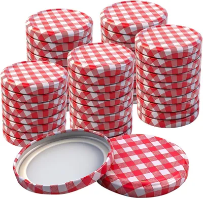 Obrázok produktu pre Skrutkovací uzáver 82 mm, červená biela, 50 ks, pre zaváracie poháre