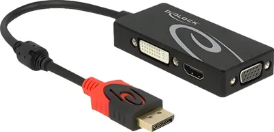 Image de DELOCK Adaptateur Displayport DP -> D-Sub15/HDMI/DVI 4K noir