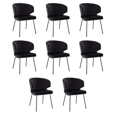 Immagine prodotto di Home Deluxe - Sedia imbottita AMARA- 8 pezzi, colore: nero velluto - imbottitura morbida, carico massimo 120 kg I Sedia da cucina Sedie da pranzo Sedie da sala da pranzo