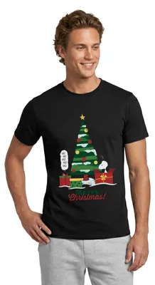 Produktbild von Spreadshirt Peanuts Merry Christmas Mit Snoopy Männer T-Shirt, 5XL, Schwarz