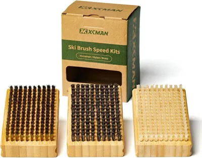 Image de Set de brosses à skis nylon crin de cheval cuivre Alpin Snowboard Nordic-Ski