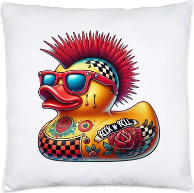 Produktbild von Rock N Roll Ente Kissen Punk Rock Ente Tattoo Mohawk Retro