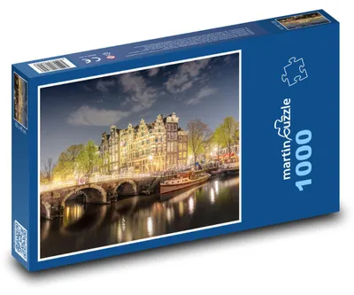 Obrázok produktu pre Puzzle 1000 Kanál v Amsterdame v noci - martinpuzzle