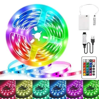 Zdjęcie produktu dla Taśma LED rgb 2M 16 kolorów pilot zdalny USB baterie do domu