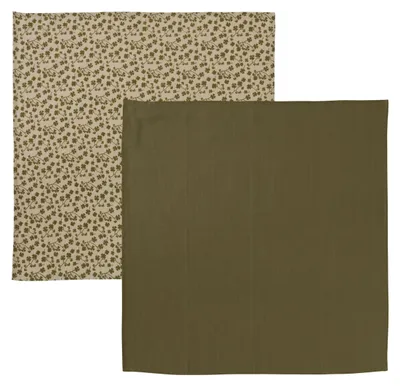 Produktbild von OYOY Mini Iro Muslin 2er-Set Musselin-Tücher 70x70 cm aus Baumwolle Spucktuch Swaddle Baby Olive