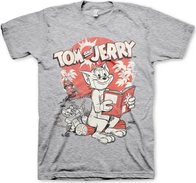 Obrázok produktu pre Komiksové tričko Tom a Jerry - veľké - Heather-Grey