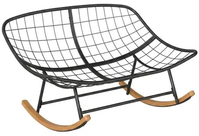 Immagine prodotto di Poltrona a dondolo per 2 persone, modello NP12661GR, dimensioni 110,5 x 150 x 81 cm, senza cuscini, colore nero