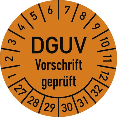 Produktbild von Dreifke® Prüfplakette DGUV Vorschrift , 2027-2032, Folie, Ø 25 mm, 10 ...