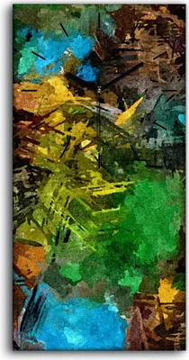 Produktbild von Wohnzimmer-Bild Leinwand Uhr 30x60 abstraktes psychedelisches Aquarell - schwarze Hände