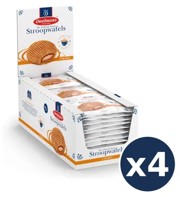 Produktbild von Daelmans Karamell-Stroopwafeln Jumbo 4er-Bundle, 144 Stück einzeln verpackt, 5616g