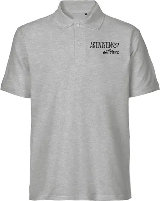 Produktbild von Huuraa Herren Polo Shirt Aktivistin mit Herz S Sport Grey Bio Baumwolle Fairtrade Poloshirt Geschenkidee
