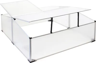 Zdjęcie produktu dla Podwójna szklarnia zimna Wiltec wykonana z aluminium, 100 x 120 x 40 cm, grządka warzywna z zamykanym dachem i 3 skrzydłami, odporna na warunki atmosferyczne, ochrona UV