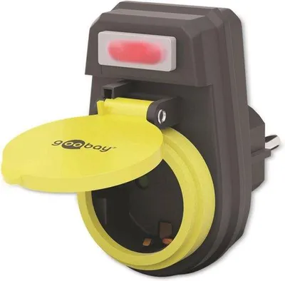 Productafbeelding van Spatwaterdicht geaard stopcontact voor buiten met schakelaar en beschermkap - IP44