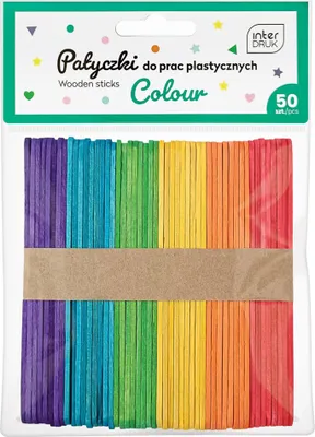 Obrázek produktu pro Interdruk dřevěné tyčinky 113X10 barevné 50 kusů