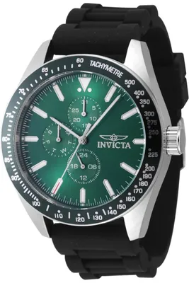 Imagen del producto de Invicta Aviator 47591, reloj para hombre - Movimiento de cuarzo - Acero inoxidable con esfera verde - 45 mm